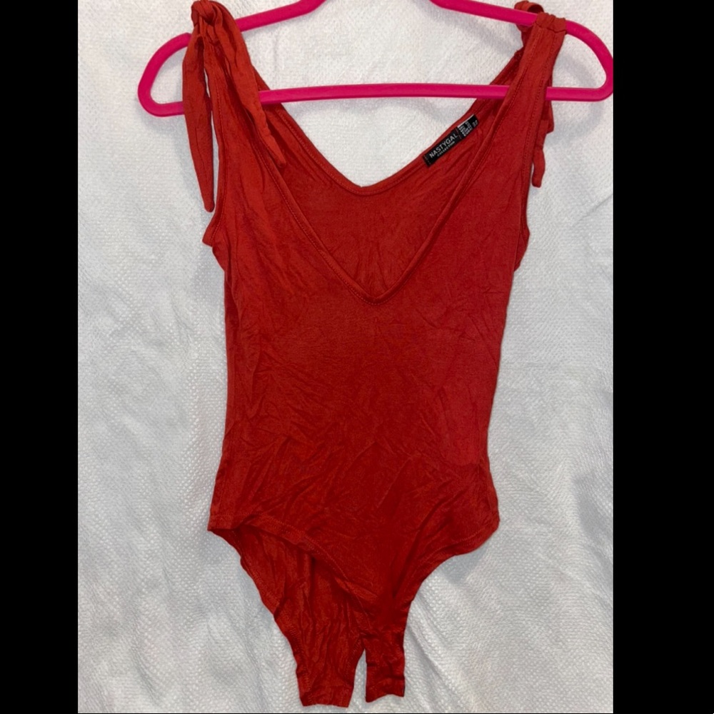 Nasty Gal Bodysuit Rust Color Tie Top Sz. XS/S